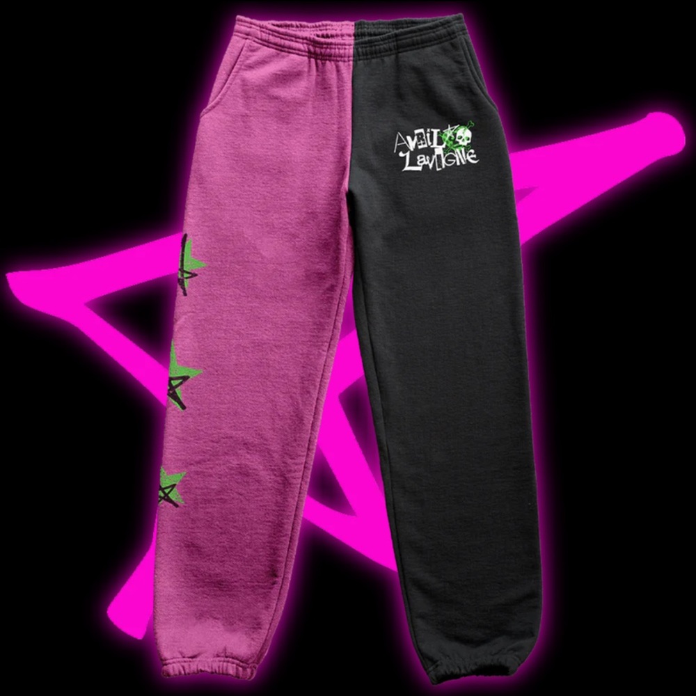NWOT Avril Lavigne Black/Pink Greatest Hits Tour Split Sweatpant/Jogger